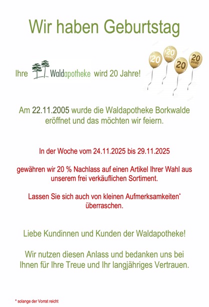 Wir haben Geburtstag 20. Geburtstag